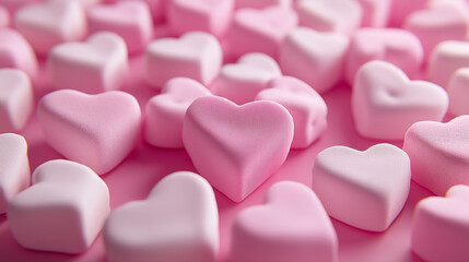Obraz premium A pink heart is surrounded by other pink hearts. The heart is the main focus of the image, and the other hearts are arranged around it in a way that creates a sense of unity and love