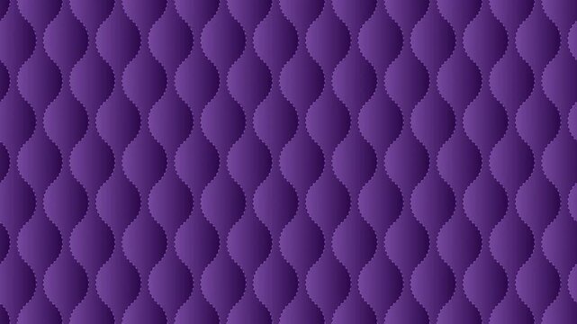 Upholstery quilted background animation. Purple leather texture sofa backdrop. 4K seamless loop animation