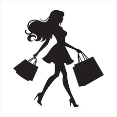 shopping girls silhouette Shopping Girl white background

