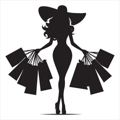 shopping girls silhouette Shopping Girl white background