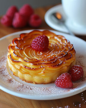 Closeup apple pie with berries on a plate