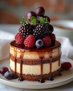 Closeup piece of cupcake with berries