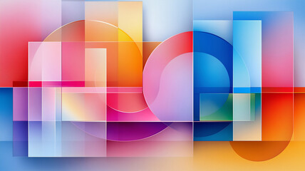 Obraz premium Colorful Geometric Abstract Art With Layered Shapes