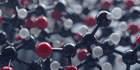 A close up of a bunch of red and white spheres that are all connected to each other. The spheres are all different sizes and are arranged in a way that they look like they are connected to each other