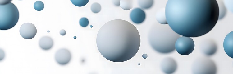 white and blue spheres floating in the air, simple illustration style