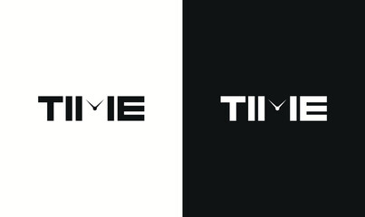 Time word mark logo design, Negative space time logo design.