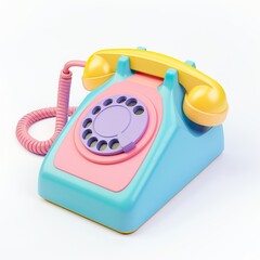 Telephone icon white background, 3D Rendering, isometric