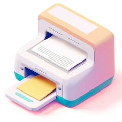 Printer icon white background, 3D Rendering, isometric