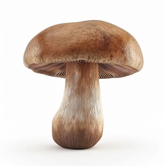 Shiitake Mushroom white background, 3D Rendering, isometric