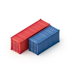 Shipping container icon white background, 3D Rendering, isometric