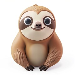 Obraz premium Sloth icon white background, 3D Rendering, isometric