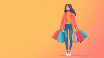 Fototapeta premium The girl with the shopping bag.