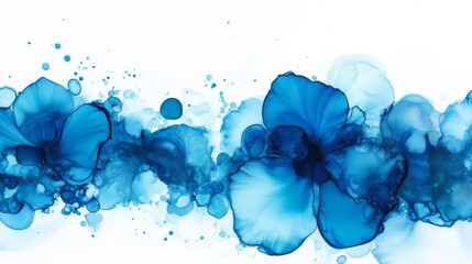 Abstract Blue Ink Flower, Alcohol Ink, Watercolor, Blue Flower, Abstract art
