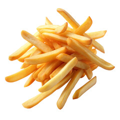 potato fries cut out. isolated on transparent background. Copy space.