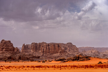 The Tadrart Rouge means Red Mountain. It is a mountain range in southeastern Algeria. The area has a rich array of rock art.
