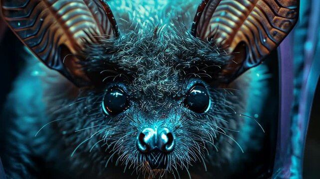 Close-up of a toad showcasing its textured skin and vibrant eyes in a dark setting