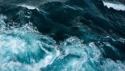 Stormy sea water surface, top view. Abstract background photo texture