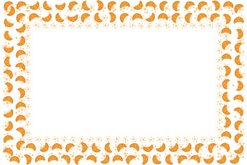 French bread croissant border banner. Bakery shop frame. French bun Croissant food border poster