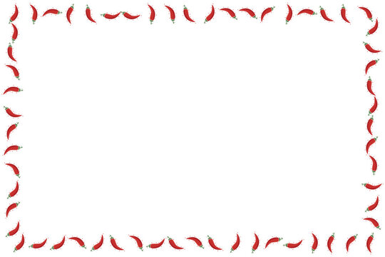 Hot chili red pepper border frame banner. Vegetable spicy pepper poster
