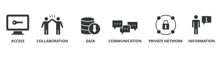 Intranet banner web icon vector illustration concept for global network system with icon of access, collaboration, data, communication, private network, and information technology