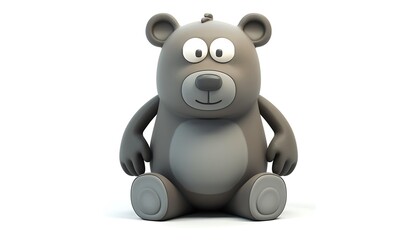 Naklejka premium Friendly Cartoon Bear: A charming and playful 3D cartoon bear, rendered in a cute and cuddly style, smiles warmly with big eyes, inviting a sense of warmth and joy. 