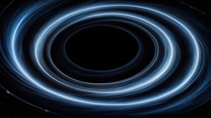 Abstract representation of a black hole with swirling light patterns.