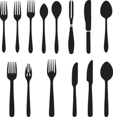 fork spoon and knife silhouette