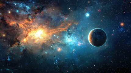 Shimmering glow of celestial bodies in space