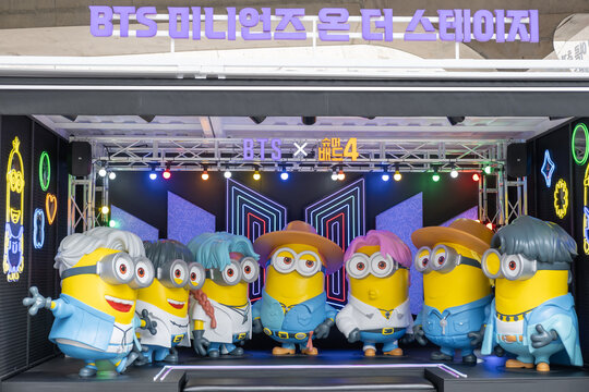 Seoul, South Korea - 2 August 2024 : Display of Despicable Me 4 Pop-up at DDP, Dongdaemun Design Plaza , Featuring BTS