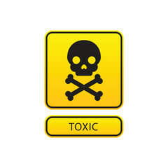 Danger, toxic sign skull icon. Warning skull symbol. Toxic poison Sign. Danger signs with skull and cross bones.