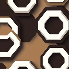 Geometric Octagon Abstract in Brown and White, Abstract, Geometry, Design
