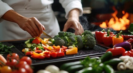 Chef Preparing Vegetables for Cooking.