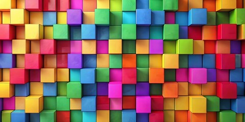 Abstract background featuring vibrant squares in various shades of bright colors