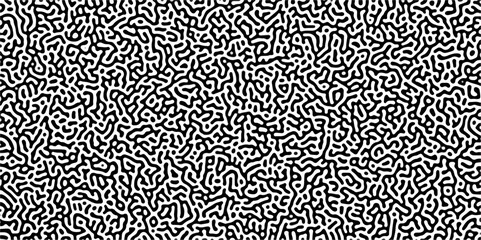 Turing reaction diffusion monochrome seamless pattern with chaotic motion. Abstract Turing organic wallpaper with background. Abstract diffusion pattern with chaotic shapes. Vector illustration 