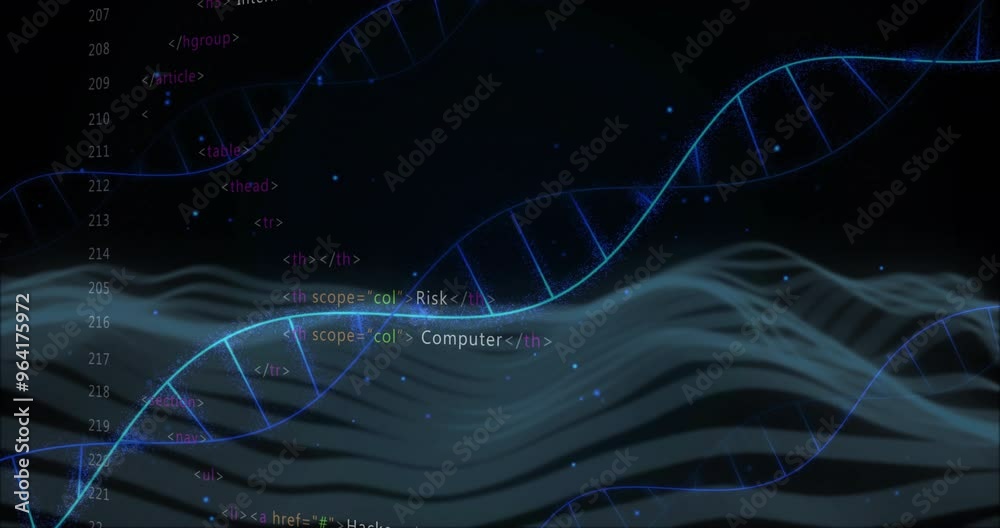 Poster dna strands and coding elements over abstract waves and binary data