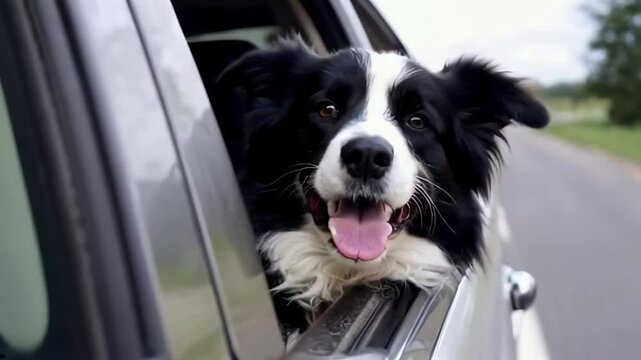 Isolated white border collie puppy with black markings, sitting on a white background