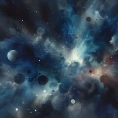 Obraz premium Abstract watercolor paint background dark blue color grunge texture for background, banner 