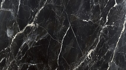 Naklejka premium Black marble texture with natural white and brown veins and high contrast stone pattern, Ai Generation