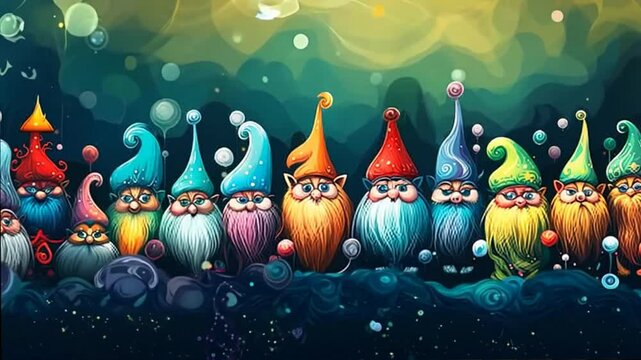 Funny gnomes. Abstract background Yule Lads (Iceland) : Thirteen mischievous trolls who visit children in the 13 days leading up to Christmas.	
