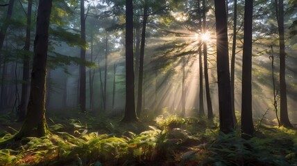 misty morning in the forest