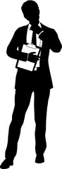 Business People Man With Clipboard Silhouette