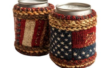 two cans wrapped in fabric

