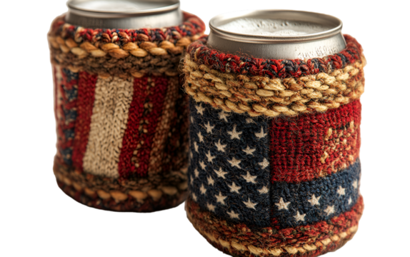 two cans wrapped in fabric

