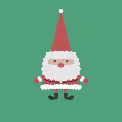 Santa Claus with Green Background, Merry christmas greeting, Winter holiday and xmas celebration, Flat vector illustration, Friendly Santa Claus