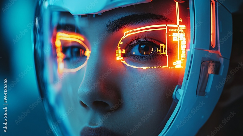 Poster retro eye doctor with ai assistant an ophthalmologist in a 50s-60s style assisted by an ai robot in 
