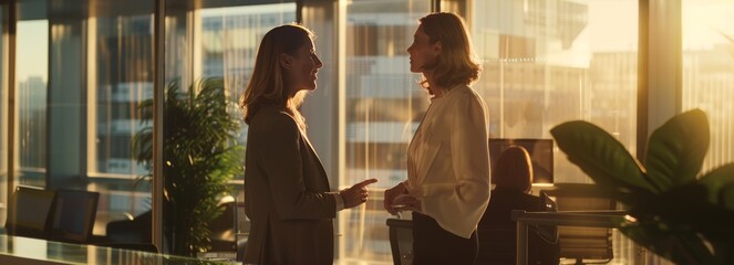 two business women talking in the office