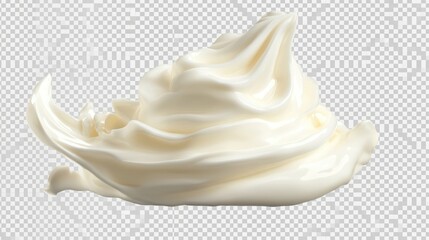 Collection of White Whiped cream on isolate transparency background, PNG