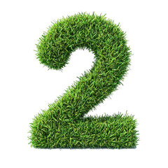 The number 2 is made out of grass