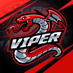 Red viper snake mascot logo design