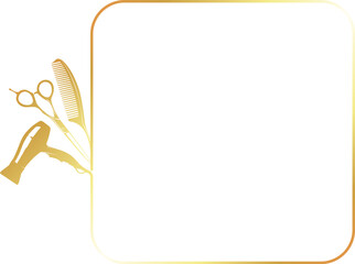 Golden frame sign beauty salon and hairdresser